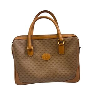 Gucci GG PVC, Leather Trim Top Handle Boston Bag vintage 70's-80's